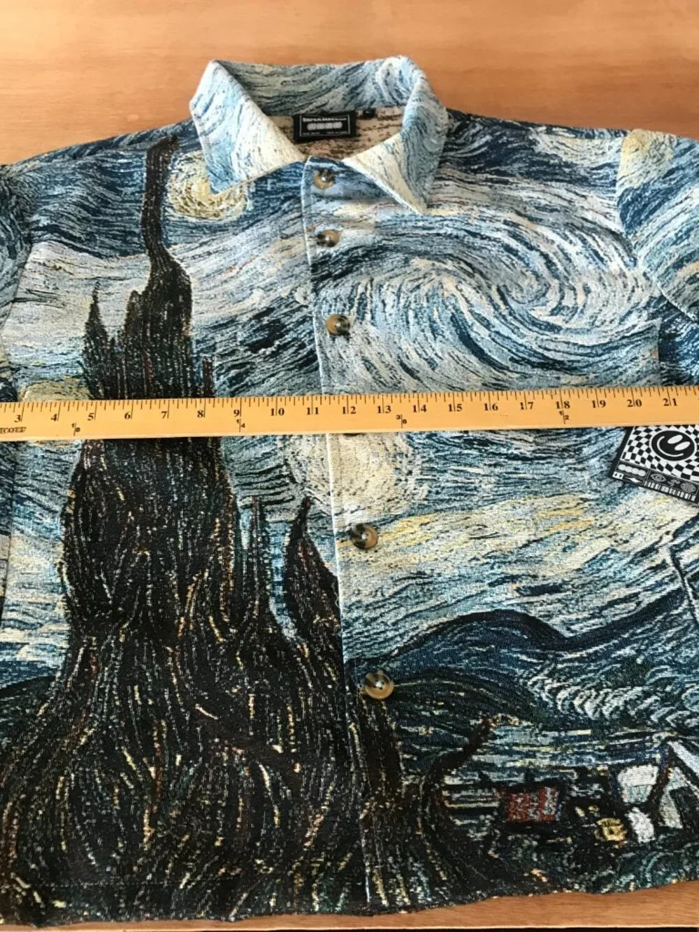 Super Massive Van Gogh Starry Night Tapestry Jacket Men M Blue Button Up Art